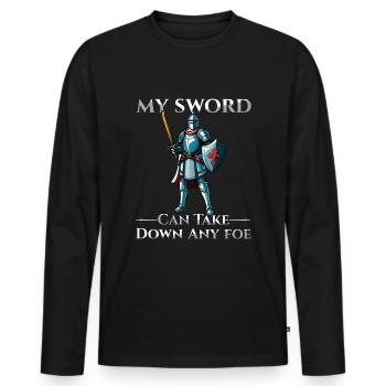 Mon épée peut abattre n’importe quel ennemi Ren Faire Jousting - T-shirt manches longues Premium bio Homme - noir - Devant - Nico (187cm)