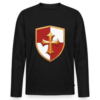 Bouclier Ren Faire Joute - T-shirt manches longues Premium bio Homme - noir - Devant - Nico (187cm)