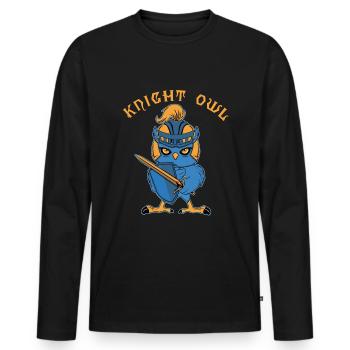 Chevalier hibou drôle Ren Faire joute - T-shirt manches longues Premium bio Homme - noir - Devant - Nico (187cm)