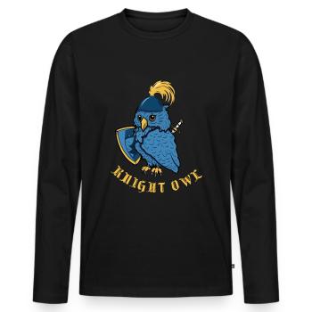 Chevalier hibou drôle joute Ren Faire - T-shirt manches longues Premium bio Homme - noir - Devant - Nico (187cm)