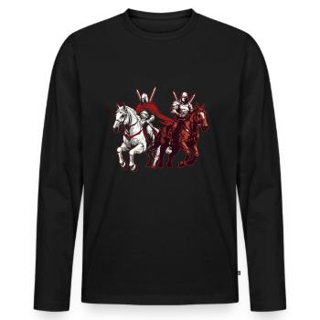 Chevaliers à cheval Ren Faire Joute - T-shirt manches longues Premium bio Homme - noir - Devant - Nico (187cm)