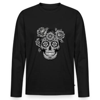 Monochrome Muertos Day Of Dead Halloween - Men's Premium Organic Long Sleeve Shirt - black - Front - Nico (187cm)