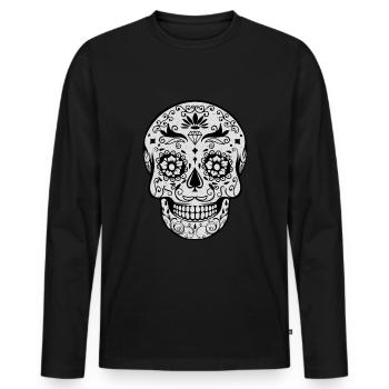 White Muertos Day Of Dead Halloween - Men's Premium Organic Long Sleeve Shirt - black - Front - Nico (187cm)