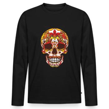 Scary Skull Muertos Day Of Dead Halloween - Men's Premium Organic Long Sleeve Shirt - black - Front - Nico (187cm)