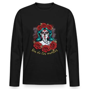 Muertos Day Of Dead Halloween - Men's Premium Organic Long Sleeve Shirt - black - Front - Nico (187cm)