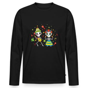 Tanzendes Skelett Muertos Tag der Toten Halloween - Männer Premium Bio Langarmshirt - Schwarz - Vorne - Nico (187cm)