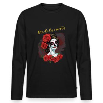 Muertos Tag der Toten Halloween Catrina - Männer Premium Bio Langarmshirt - Schwarz - Vorne - Nico (187cm)