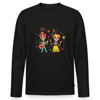 Tanzendes Skelett Muertos Tag Des Toten Party - Männer Premium Bio Langarmshirt - Schwarz - Vorne - Nico (187cm)