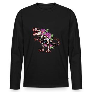 Skeleton Dinosaur Muertos Day Of Dead Halloween - Men's Premium Organic Long Sleeve Shirt - black - Front - Nico (187cm)