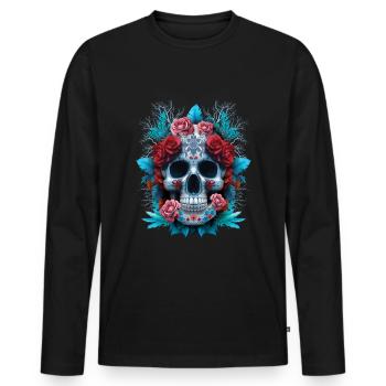 Cool Awesome Muertos Day Of Dead Halloween - Men's Premium Organic Long Sleeve Shirt - black - Front - Nico (187cm)