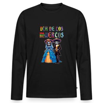 Skelett Paar passend Halloween Muertos - Männer Premium Bio Langarmshirt - Schwarz - Vorne - Nico (187cm)