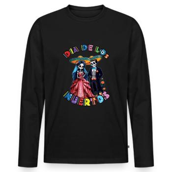 Skelett Paar passend Halloween Muertos Tag - Männer Premium Bio Langarmshirt - Schwarz - Vorne - Nico (187cm)