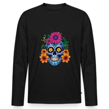 Realistic Skeleton Muertos Day Of Dead Halloween - Men's Premium Organic Long Sleeve Shirt - black - Front - Nico (187cm)