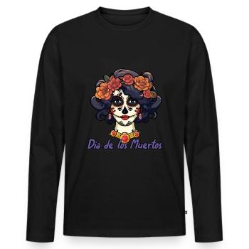 Dia De Los Muertos La Catrina Calavera - Männer Premium Bio Langarmshirt - Schwarz - Vorne - Nico (187cm)