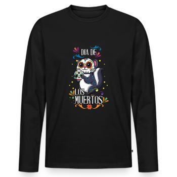 Süßes Kawaii Eichhörnchen Muertos Tag der Toten Halloween - Männer Premium Bio Langarmshirt - Schwarz - Vorne - Nico (187cm)