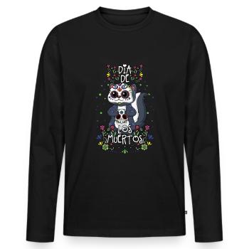 Süße Kawaii Blumen Muertos Tag Des Toten Halloween - Männer Premium Bio Langarmshirt - Schwarz - Vorne - Nico (187cm)