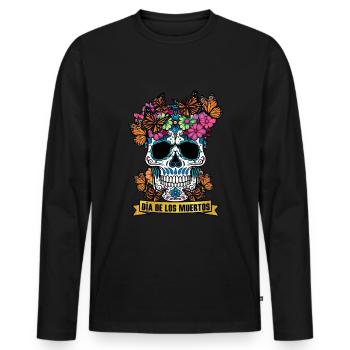 Dia De Los Muertos Tag Des Toten Halloween - Männer Premium Bio Langarmshirt - Schwarz - Vorne - Nico (187cm)