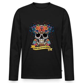 Dia De Los Muertos Tag Des Toten Halloween Mexiko - Männer Premium Bio Langarmshirt - Schwarz - Vorne - Nico (187cm)