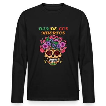 Dia Los Muertos Halloween Party Blumen - Männer Premium Bio Langarmshirt - Schwarz - Vorne - Nico (187cm)
