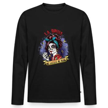 Pas de café Pas de Muertos magique Jour des morts Halloween - T-shirt manches longues Premium bio Homme - noir - Devant - Nico (187cm)