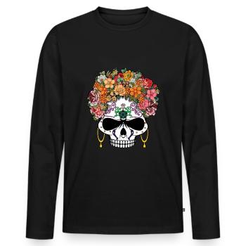 Gruseliges Skelett Muertos Tag der Toten Halloween - Männer Premium Bio Langarmshirt - Schwarz - Vorne - Nico (187cm)