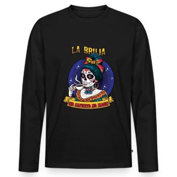 Pas de café Pas de Muertos magique Jour des morts - T-shirt manches longues Premium bio Homme - noir - Devant - Nico (187cm)