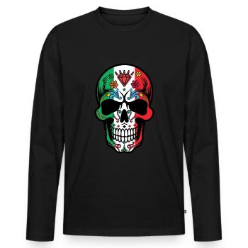 Mexikanische Flagge Muertos Tag Des Toten Halloween - Männer Premium Bio Langarmshirt - Schwarz - Vorne - Nico (187cm)