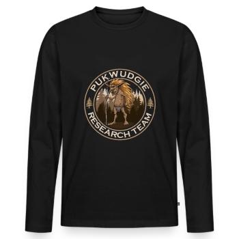 Pukwudgie Research Team Monster Believe Cryptid - Men's Premium Organic Long Sleeve Shirt - black - Front - Nico (187cm)
