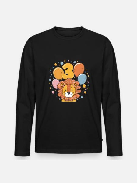 3rd Birthday Leo Kids Birthday - Men's Premium Organic Long Sleeve Shirt - black