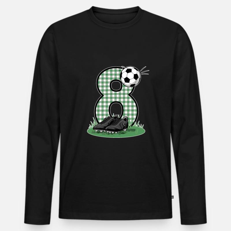 8 ° Compleanno 8 Anni Calcio Giocatore di calcio - Maglia a manica lunga ecologica premium da uomo - nero