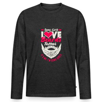 Beard Care Beard Lover Men Beard - Men's Premium Organic Long Sleeve Shirt - heather anthracite - Front - Nico (187cm)