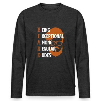 Beard Care Beard Lover Men Beard - Men's Premium Organic Long Sleeve Shirt - heather anthracite - Front - Nico (187cm)