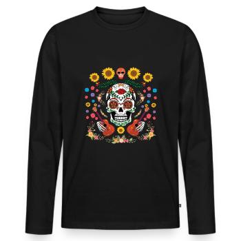 Mexican Party Muertos Day Of Dead Halloween - Men's Premium Organic Long Sleeve Shirt - black - Front - Nico (187cm)