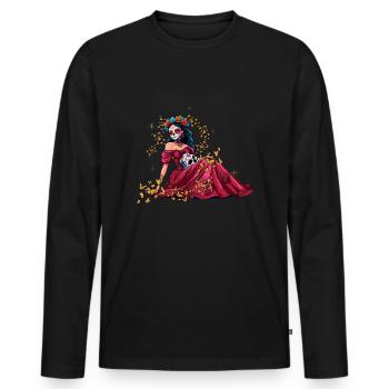 La Catrina Muertos Halloween Day Of Dead - Men's Premium Organic Long Sleeve Shirt - black - Front - Nico (187cm)