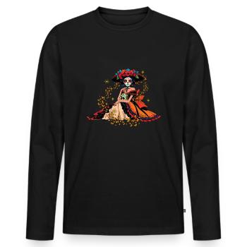 La Calavera Muertos Halloween Day Of Dead - Men's Premium Organic Long Sleeve Shirt - black - Front - Nico (187cm)