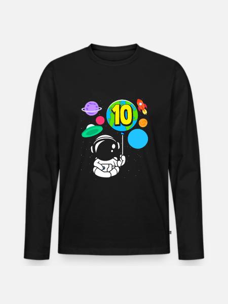 10th Birthday Boys Astronaut Birthday - Men's Premium Organic Long Sleeve Shirt - black
