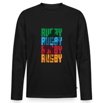 Rugby Rugby Rugby Rugby in Bunt - Men's Premium Organic Long Sleeve Shirt - black - Front - Nico (187cm)