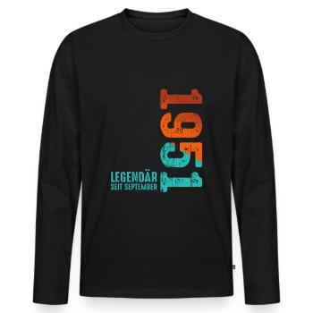 Since September 1951 Year 1951 Retro Vintage 1951 - Men's Premium Organic Long Sleeve Shirt - black - Front - Nico (187cm)