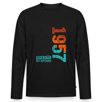 Since September 1957 Year 1957 Retro Vintage 1957 - Men's Premium Organic Long Sleeve Shirt - black - Front - Nico (187cm)