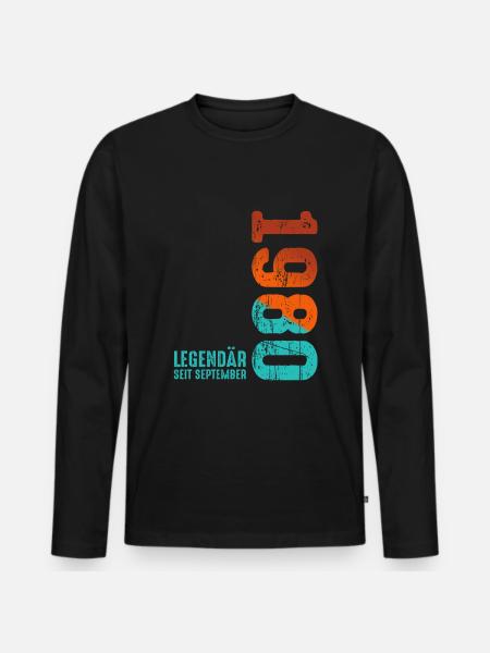 September 1980 Legendary since - Men's Premium Organic Long Sleeve Shirt - black