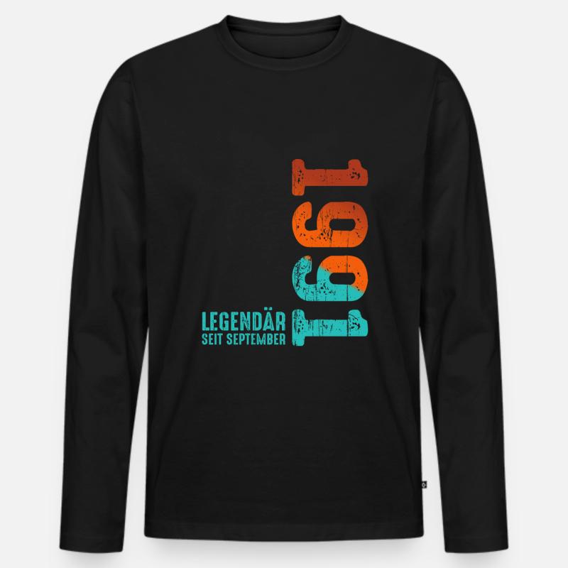 September 1991 Legendär Seit - Männer Premium Bio Langarmshirt - Schwarz