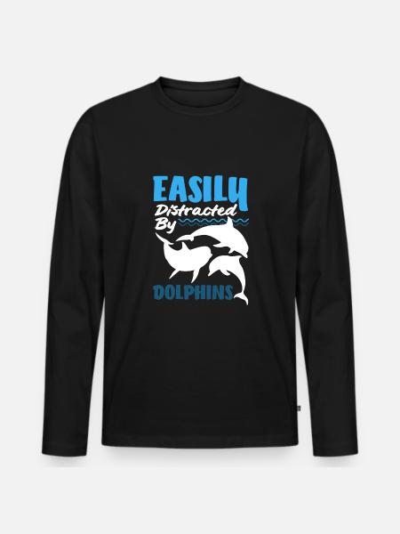 Easily distracted by dolphins - Men's Premium Organic Long Sleeve Shirt - black