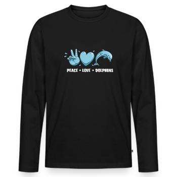 Tranquillité Chers Dauphins - T-shirt manches longues Premium bio Homme - noir - Devant - Nico (187cm)