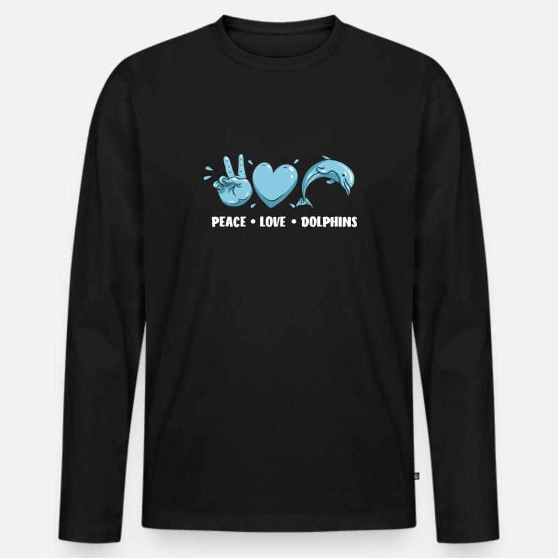 Friedfertigkeit Liebe Delfine - Männer Premium Bio Langarmshirt - Schwarz