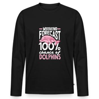 Prédiction du week-end : 100% de chances d’avoir des dauphins - T-shirt manches longues Premium bio Homme - noir - Devant - Nico (187cm)