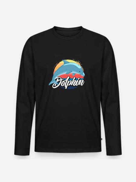 Nostalgic Dolphin Sunset Design - Men's Premium Organic Long Sleeve Shirt - black