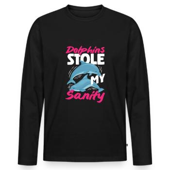 Delfine Stahlen Meinen Verstand - Männer Premium Bio Langarmshirt - Schwarz - Vorne - Nico (187cm)