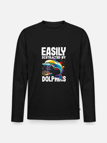 Easily distracted by dolphins - Men's Premium Organic Long Sleeve Shirt - black