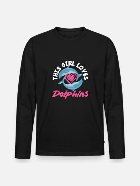 This girl loves dolphins - Men's Premium Organic Long Sleeve Shirt - black