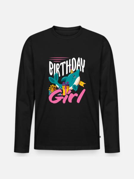 Dauphin Anniversaire Fille - T-shirt manches longues Premium bio Homme - noir